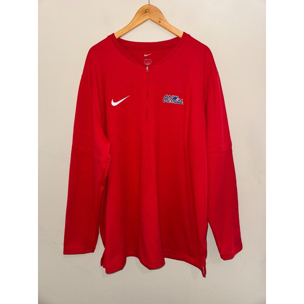 Men's 3XL Nike Ole Miss Rebels Football Team Issued Coach 1/4 Zip Pullover NCAA
